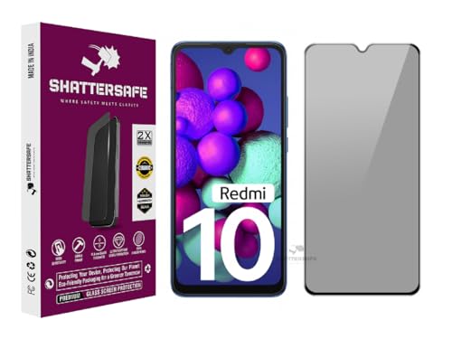 Image of Anti-Spy Privacy Tempered Glass Compatible For Redmi 10 4G [Pack of 1]. 9H Hardness, Anti-Scratch, Edge-to-Edge Protection With Easy Installation Kit & Case Friendly Fit.