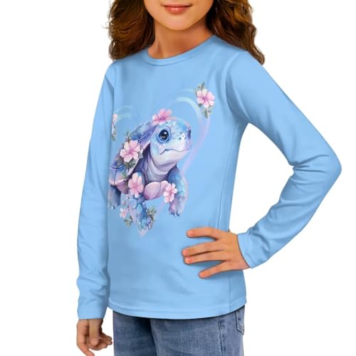 Image of Girls Long Sleeve T Shirt Cute Cartoon Crewneck Shirt for Kids 3-16Y Fall Winter Clothes