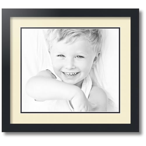 ArtToFrames Collage Photo Frame Double Mat with 1-12x14 Openings and Satin Black Frame