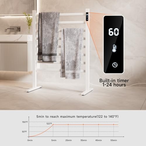 Nrnfit Y01 Towel Warmer Rack With Timer And Temperature Control Electric Heated Freestanding Towel Heater thumb #2