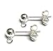 5 pairs Genuine Sterling Silver Ear Stud Earring Posts 3mm Ball with Loops Earnut Safety Clutches Backs SS18