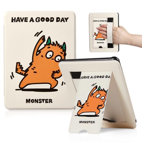 Image of CoBak Lightweight Stand Cute Case for 7 inch Kindle Paperwhite 12th Gen 2024 and Kindle Colorsoft with Right Hand Strap - Compatible with iPhone MagSafe, for Samsung /Anker Wireless Charging Pads