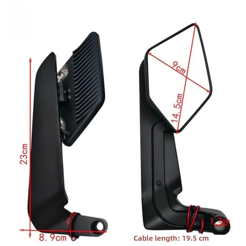 Espejos retrovisores de moto de ala de viento y diseño stealth para Scooter Hooligan 7
