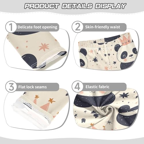Boccsty Cute Pandas Crown Stars Girls Leggings Kids Yoga Pants Dance Active Tights 4T3