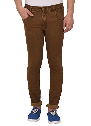 STUDIO NEXX Men’s Regular Fit Stretch Jeans (Brown)
