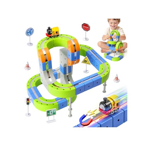 Hamino Magnetic Train Set for Kids Ages 3-8 Anti-Gravity Floating Tracks STEM Toy - Build Your Own Race Track Race car Great Birthday Gift for Boys and Girls