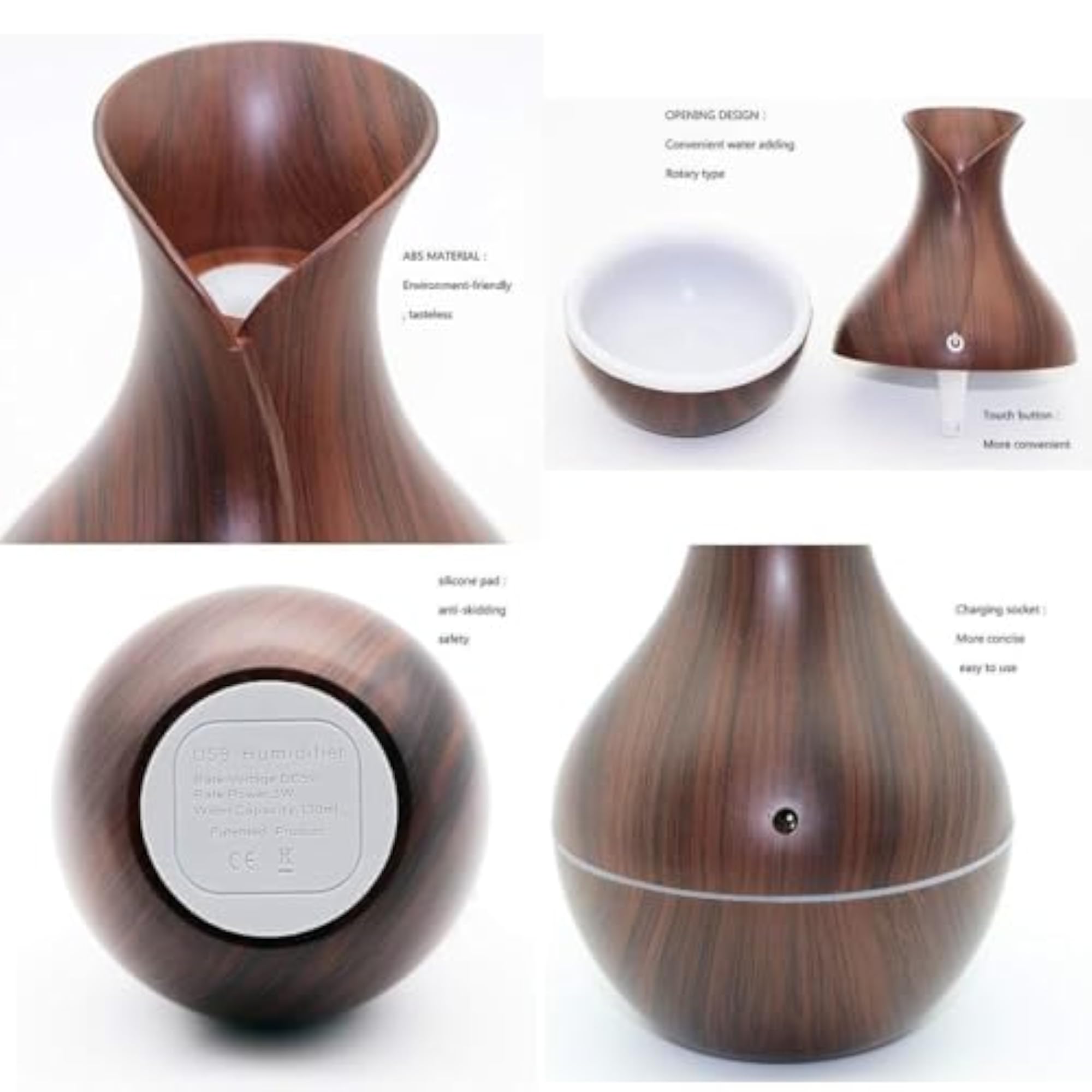 Wooden Aroma Diffuser Humidifier with LED Light
