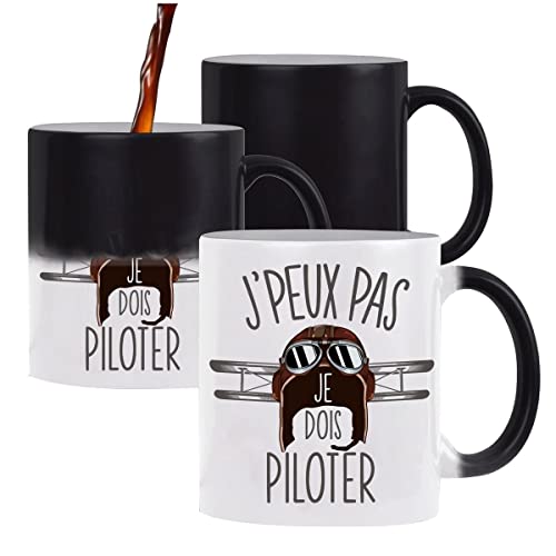 Planetee Mug Magique J'peux pas Aviation pilote | Tasse Humour