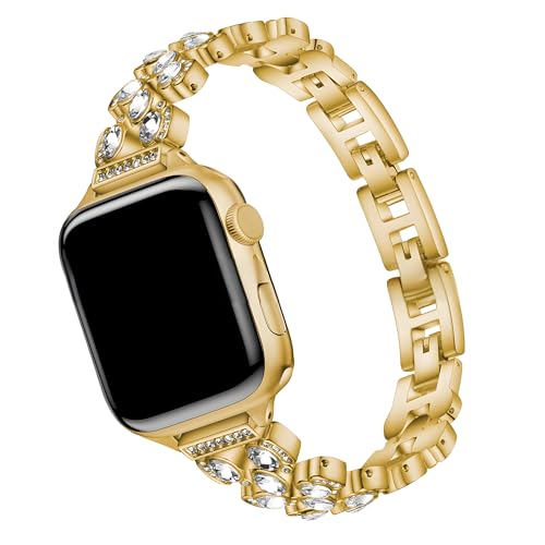 Metall Armband Kompatibel mit Apple Watch Ultra 49mm, Bling Diamant Ersatzband Armbänder Rostfreier Stahl Ersatzarmband Einstellbar Uhrenband Kompatibel mit 42mm 44mm 45mm Serie 9 8 7 6 SE 5 4 3 2 1