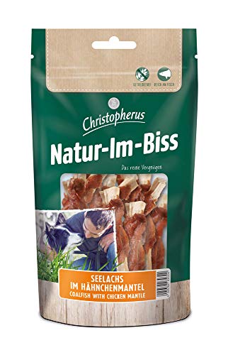 Christopherus Kausticks für Hunde, Seelachs im Hähnchenmantel, Warmluftgetrocknet, Natur-Im-Biss, 70 g Cover