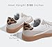 LUCKY STEP Women Retro Sneakers Fashion Classic Gum Sole Tennis Skate Shoes Casual Trendy Walking Trainer Anti Slip Flat Low-Top Footwear(Grey/White,8)