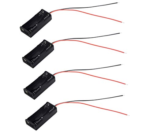 LAMPVPATH (Pack of 4) AAA Battery Holder, 2 X 1.5V AAA Battery Holder with Leads, AAA Battery Holder with Wires