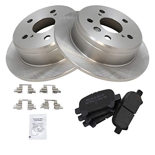 Image of TRQ Rear Brake Pad and Rotor Set Semi Metallic Solid Rotors