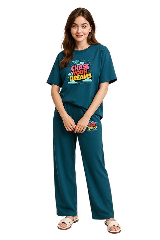 Womens Nightwear Set | Cotton Casual Sleepwear | T-Shirt and Lower Set-image-34