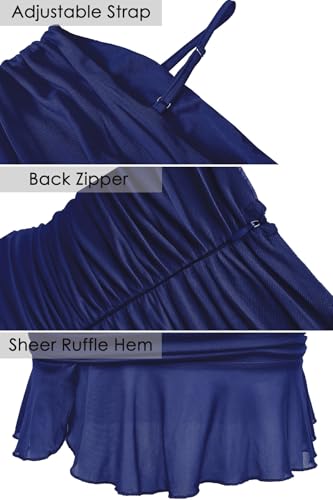 firfig Women's Sexy Ruched Bodycon Mini Dress Mesh Long Sleeve Ruffle Hem Club Cocktail Party Short Dresses4