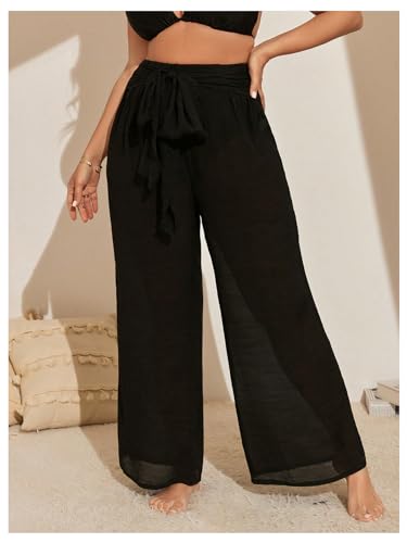 Women's Plus Size Swimsuit Coverups Tie Front Bikini Cover Up Beach Pants Bathing Suit Cover Up Pants3