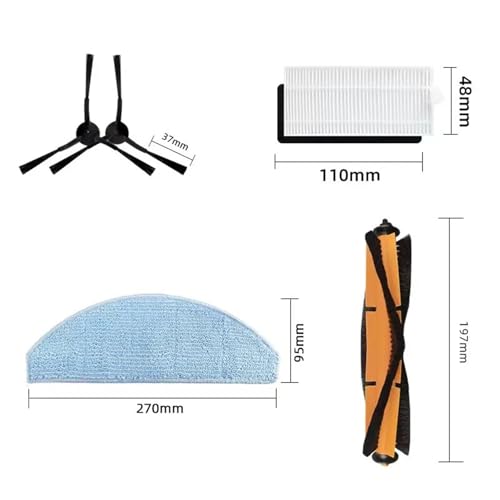 Main Brush, HEPA Filter, Mop Cloth, Dust Bags & Side Brush Replacement Parts,Compatible for Xiaomi G2 Sweeping Robot Vacuum Cleaner
