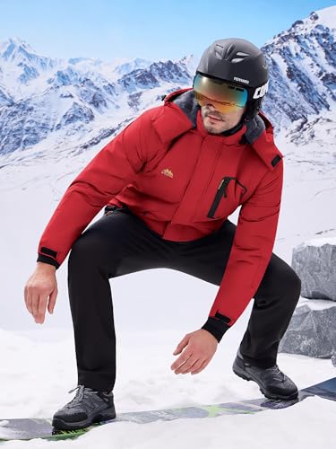 Image of WULFUL Men's Ski Jackets Warm Winter Snow Windbreaker Resistant Snowboard Fleece Coat Mountain Waterproof Parka with Hood