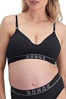 Bonds Women's Retro Rib Maternity Wirefree Bra, Black (1 Pack), 10