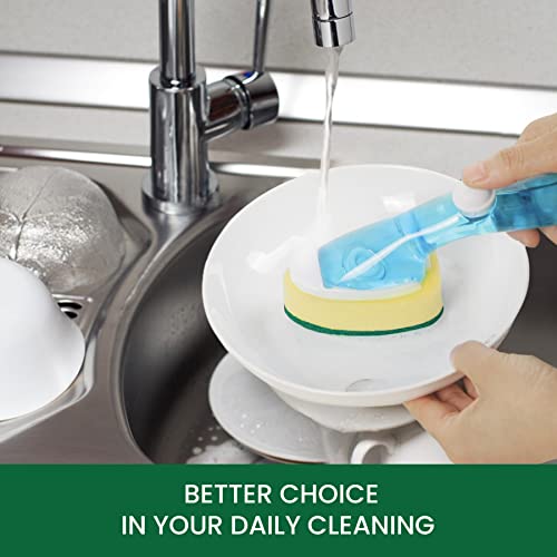 Dishwand Refills Sponges Heads, Dish Wand Scrubber Refill Non Scratch Replacement, Scrub Brush Soap Dispensing Handle, Soap-Filled Heavy Duty Dishwashing Sponge Dispenser Sink Dishwasher Pads Cleaning #TOP5