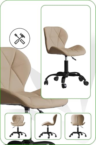 Image of Amazon Brand - Umi Home Swivel Height-Adjustable Faux Leather Office Computer Study Desk Chair for Salon, Spa in Sand Brown Color