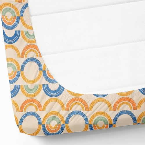 Image of IVAZA Ezyption Cotton Super Soft 240 TC Elastic Fitted All Around Elastic Printed King Size Double Bed Bedsheet with 2 Pillow Cover 72 inch X 78 inch Cream Blue