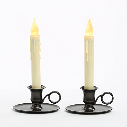 Battery Operated Window Candles Set of 2, Ivory Taper Candlesticks