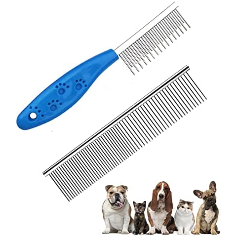 2 Piezas Peine para perros y gatos de acero inoxidable REQAG Cover