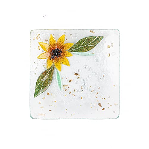 Sospiri Venezia Tidy Tray Ornament Plate Decor Floral Murano Glass Centerpiece Home Furnishing Decor Gift Handmade Made in Italy (Sunflower cm19x19 Square) - Image 2