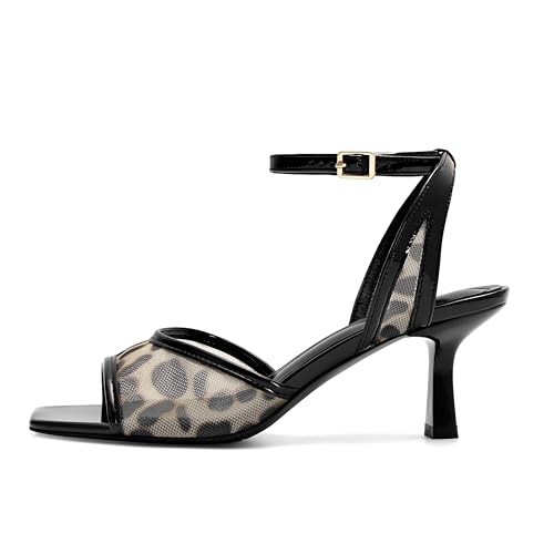 Image of SOVANYOU Mesh Kitten Heels for Women Strappy Sandals with Ankle Strap Comfort Summer Open Toe Heels for Dress