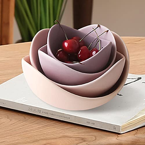 Notakia Salad Decorative Bowls Lotus Shaped Pasta Bowls Dishwasher Safe, Unique Angled Ceramic Bowls for Salad Pasta, Soup - Image 2