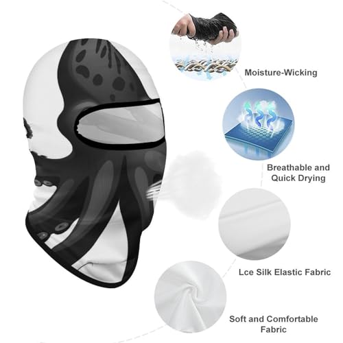 Balaclava para Hombre Máscara de Esquí para Mujer Clásica Negra Pulpo Cubierta Facial Completa para Ciclismo miniatura 3