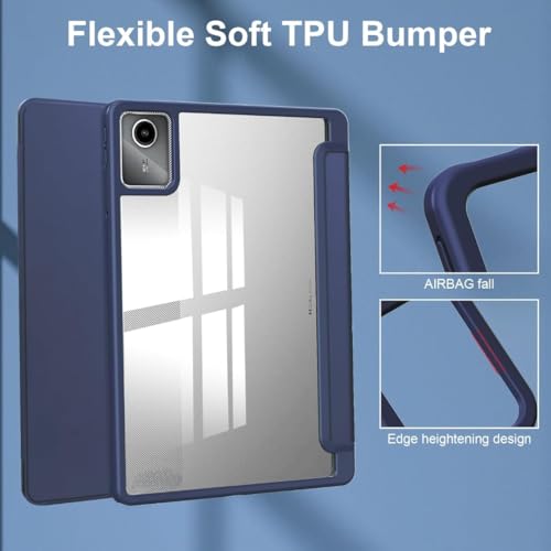 Image of ProElite Cover for Motorola Pad 60 Neo 11 inch 2025, Smart Flip Case Cover for Motorola Pad 60 Neo 11 inch 2025 with Pen Holder, Dark Blue [Transparent Back]