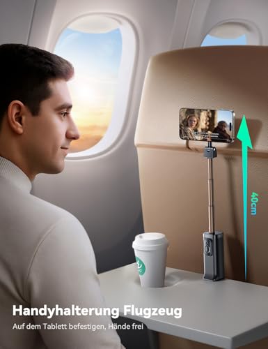 JOYROOM MagSafe Selfie Stick 4 in 1 Reise Gadgets 360° Drehbar Ausziehbares Handyhalterung Flugzeug mit Stativ & Fernbedienung Handy Ständer für iPhone 17 16 15 Samsung Android Smartphones 2
