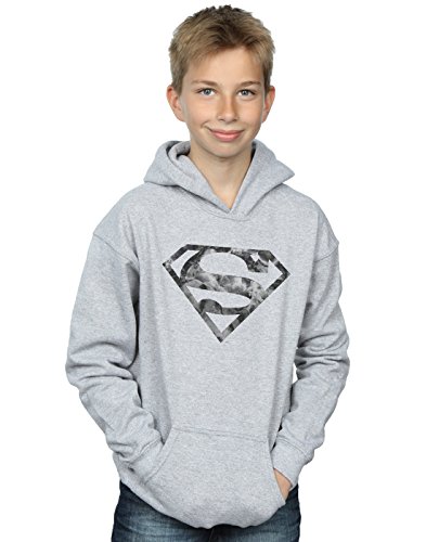 Image of DC Comics Boys Superman Marble Logo Hoodie 12-13 years Sport Grey