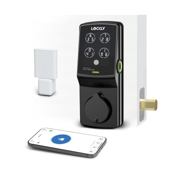 Lockly Secure Pro, Wi-Fi Smart Deadbolt, Keyless Entry Door Lock, PIN Genie® Keypad, 3D Biometric Fingerprint Sensor, Auto Lock – Matte Black (PGD728WMB)