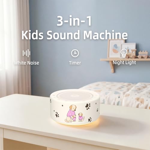 Image of Kipcush White Noise Machine for Baby & Adults, Sleep Sound Machine with 30 Soothing Sounds, 8-Color Night Light, Memory Function, White Noise for Sleeping, Nursery, Office, Travel, Relaxation
