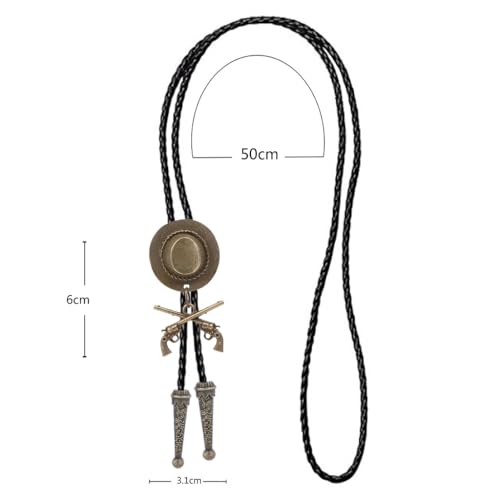 Image of Jeilwiy Bolo Tie for Men Western Cowboy Tie Necklace Gold Bolo Tie Leather Necktie Halloween Tie Accessories for Women