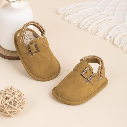 Image of KIDSUN Baby Boys Girls Sandals Adjustable Lightweight House Home Slippers Non Slip Newborn Prewalk First Walk Shoes