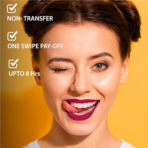 Image of Blue Heaven Non Transfer Matte Lip Color, Long Lasting upto 8 hrs, Light Weight & Smudge Proof, Non Transfer Liquid Lipsticks for Women, 203, 2.8ml