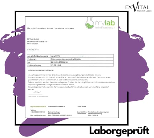 Foto von Biotin, EXVital für Haare, Haut und Fingernägel, hochdosiert, 10.000 µg, 365 Tabletten in deutscher Premiumqualität