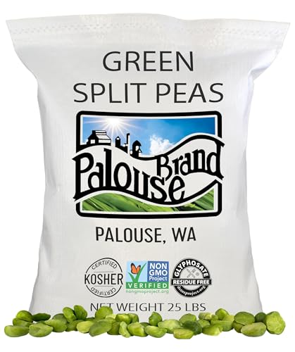 Palouse Brand Certified Glyphosate Residue Free Split Peas | Green | 25 LBS | Family Farmed in Washington State | Non-GMO Project Verified | Non-Irradiated | Kosher Parve | Field Traced