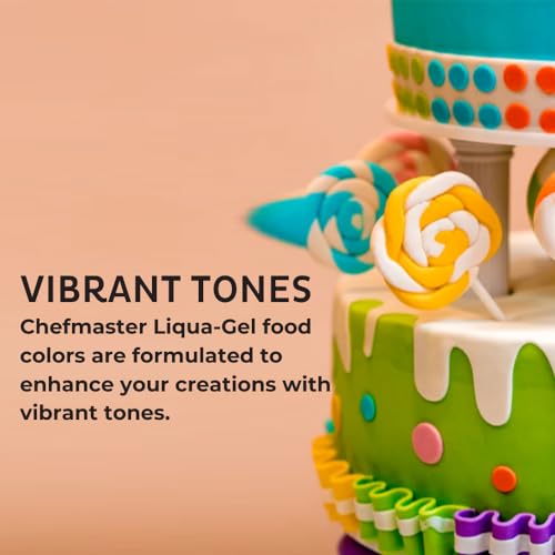 Chefmaster - Neon Liqua-Gel Food Coloring - Fade Resistant - 6 Pack of 20ml Bottles - Stunning Vivid Colors with Lightweight and Easy-To-Blend Formula