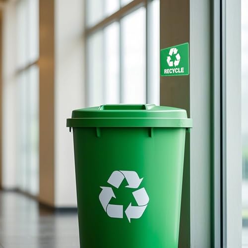Autocollants de recyclage imperméables grand format vert pour poubelles - 5