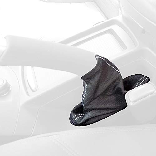 RedlineGoods ebrake Boot Compatible with Volvo C30 2007-13. Tailor Made - not Universal. Genuine top-Grade Italian Black Suede (Alcantara) with Silver Thread