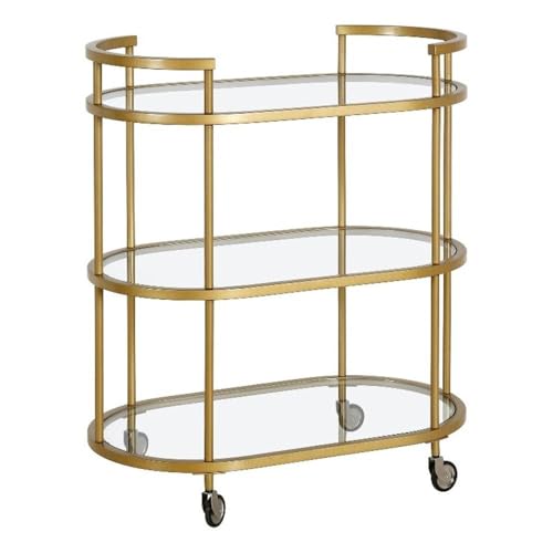 Henn&Hart 30" Wide Oval Bar Cart in Brass, Bar Carts for the Home