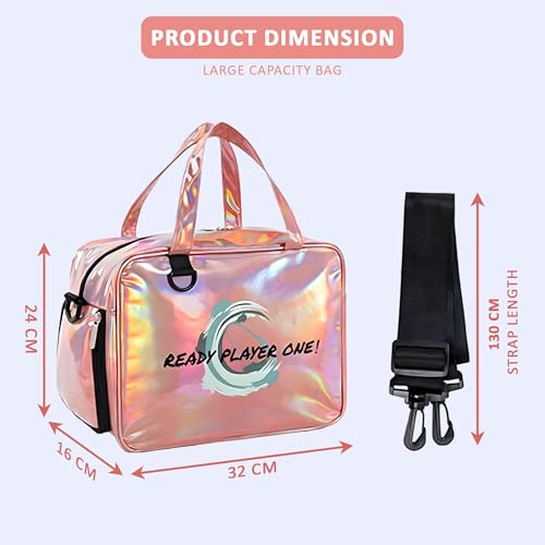 Image of Kuber Industries Pack of 2 Stylish Cosmetic /Makeup Organizer Bag with Zip & Sling Strap | Makeup & Toiletry Travel Kit for Women | Vanity Case with Side Compartment | YJ-33-GD | Gradient Pink