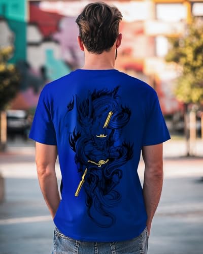 Image of Bewakoof Men's Monkey King Graphic Printed Cotton T-Shirt Regular Fit, Round Neck, Half Sleeves