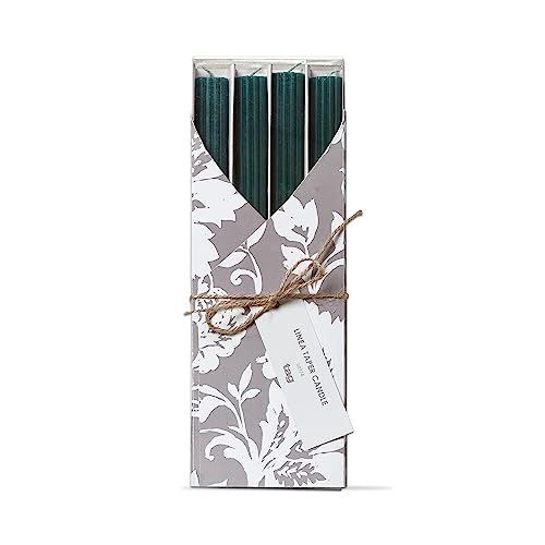 tag 10 inch Linea Paraffin Wax Taper Candle Set Of 4 Dark Green Unscented Burn Time 8 Hours Green