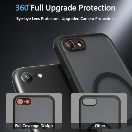 Image of for iPhone SE 3rd & 2nd Gen & 8 /7 Case [Compatible with Magsafe] Translucent Matte Phone Cover, [10 FT Military Grade Drop Protection] Slim Durable (Black Magnetic, iPhone SE2 /SE3 /8 /7)